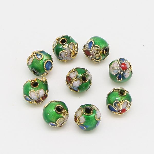 

8mm cloisonne metal enamel bead for jewelry making diy bracelets fors women loose spacer copper beads, Black