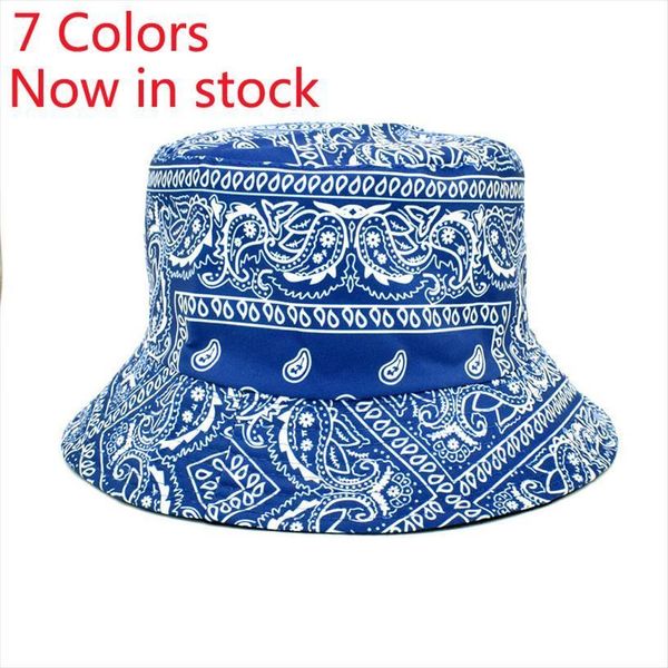 

bandana print bucket hats women men paisley breathable summer reversible wide brim fisherman caps, Blue;gray