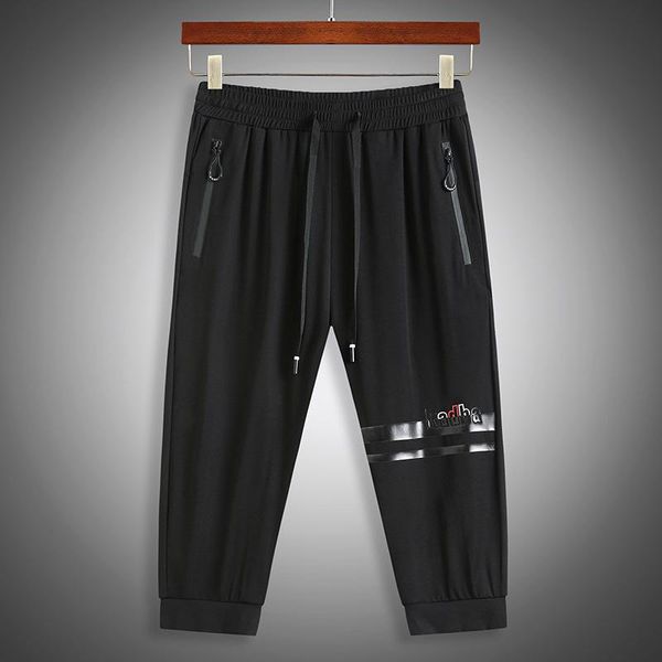 

summer 2021 men's fattening plus size fashion casual pants fat capris, Black