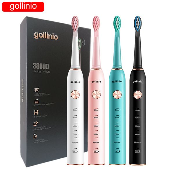 

gollinio electric toothbrush usb fast charging gl41a sonic electr toothbrush smart rechargeable tooth brush replacement head
