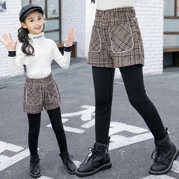 

shorts girl kids baby plus thicken 2021 plaid winter autumn warm toddler outwear cotton woolen cloth children clothing, Black