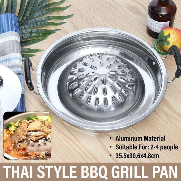 

tools & accessories 36cm thai style bbq grill pan aluminum barbecue er stoveplate basket steamer cookware kitchen cooking