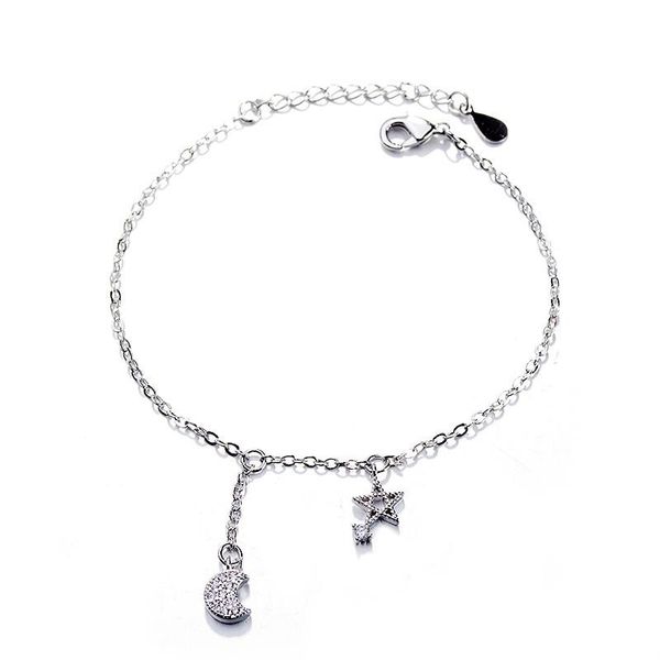 

link, chain tshou65 asymmetrical star moon bracelet simple fresh pentagram, Black