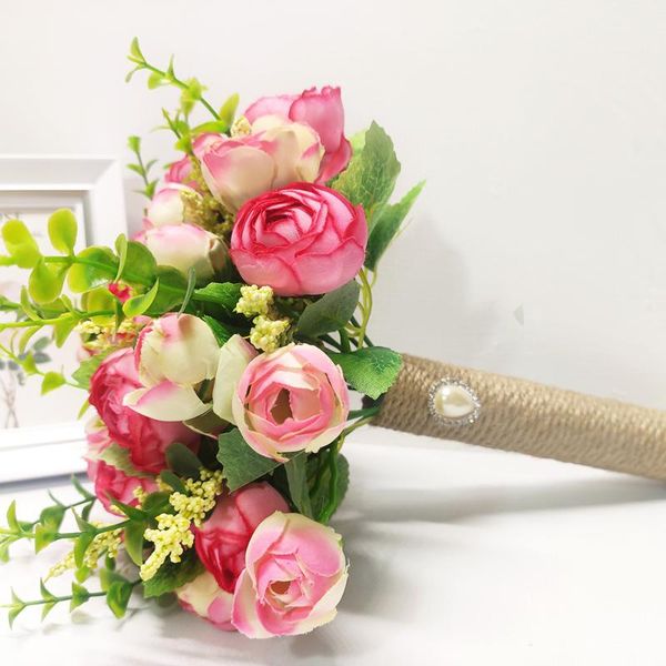 

wedding flowers silk roses bouquet bridal mariage artificial bridesmaids accessories lovegrace