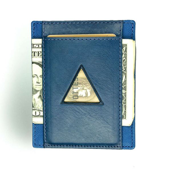 

the wallet men's ultra thin leather wallet multi function rfid creative splicing magnetic sleeve bank card bag, Black