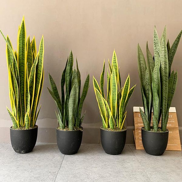 

68cm tropical plants large artificial potted tree branch fake tiger piran plastic sansevieria leaves for home diy deskdecor decorative f