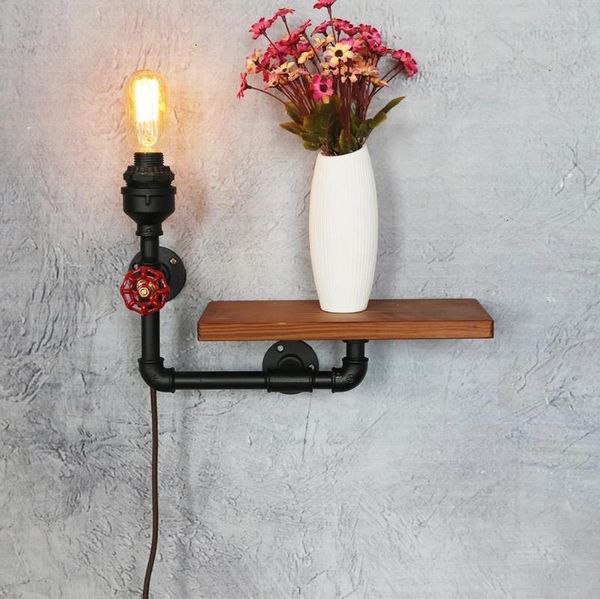 

wall lamp 2 in 1 creative iron tube edison led retro tier metal pipe shelf industral hanging dimmable home decor