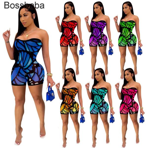 

women's jumpsuits & rompers woman short jumpsuit sleeveless colorfull printed onesies crop bodysuit casual romper s-2xl 835 r0, Black;white
