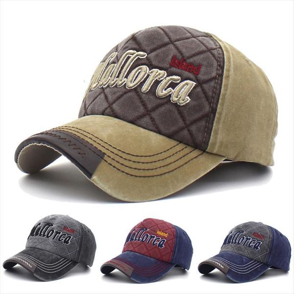

mens baseball cap mallorca embroidery letters couple retro womens hat cotton for men sun, Blue;gray