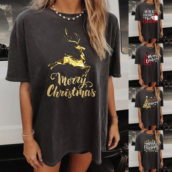 

women's t-shirt womail lovely skull t shirt harajuku women fashion christmas printed short sleeve suitable all seasons xmas tshirts, White