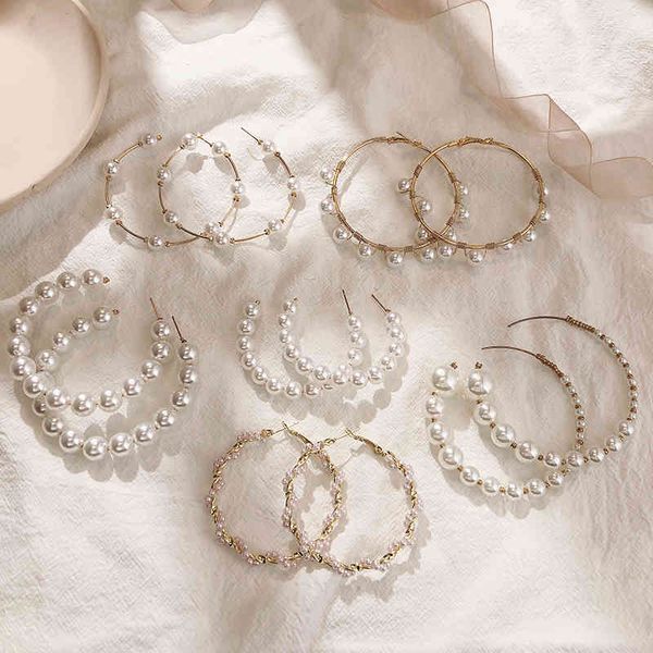 Trendsimulation Perle Lange Ohrringe Charme weibliche weiße Runde Perlen Hochzeit Anhänger Ohrring Mode koreanischer Schmuck