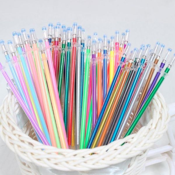 

refills 48colors 0.38mm gel ink pen for glitter metallic neon pastel stationery school students supplies c26, Black;red