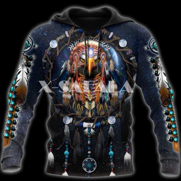 

men's hoodies & sweatshirts eagle dreamcatcher native 3d print hoodie man women spring autumn harajuku outwear zipper pullover sweatshi, Black
