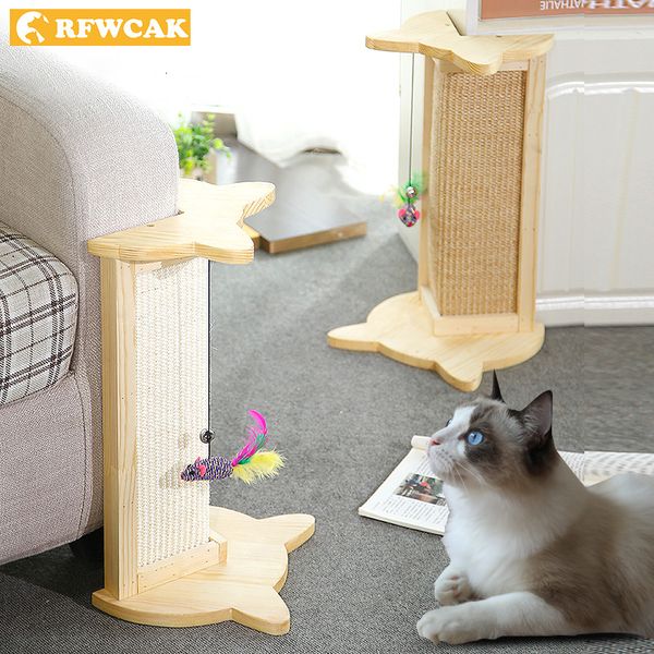 

wall corner cat scratcher board pet claws care protecting furniture solid wood column scratching post cat training toy