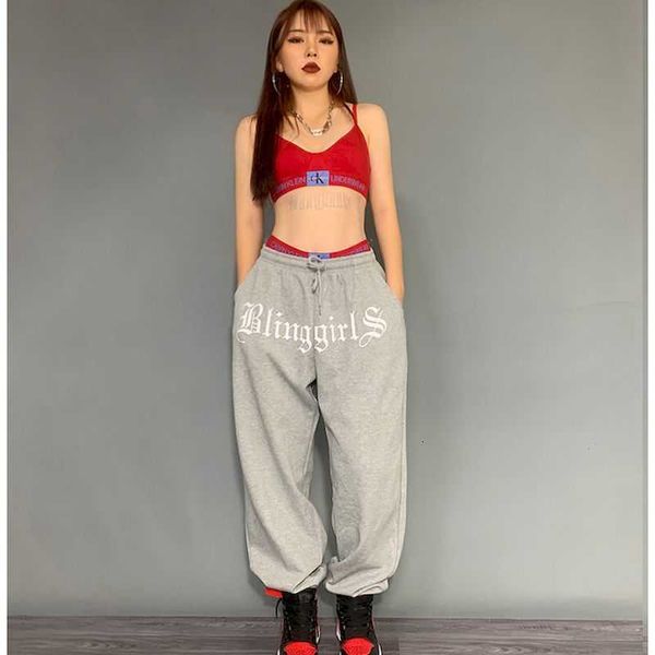 

women's pants & capris spring summer gray casual sports hip-hop beam guard trousers loose printing kt88, Black;white