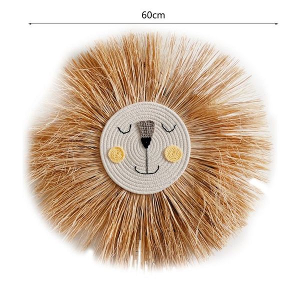 

decorative objects & figurines hand woven cartoon lion hanging decorations cotton thread weaving animal head ornament children room wall