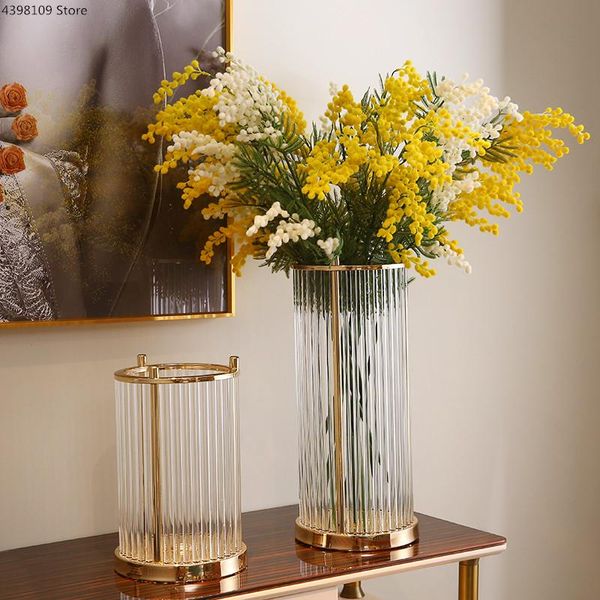 

vases modern home decoration vase living room counterhydroponic glass flower arrangement nordic metal