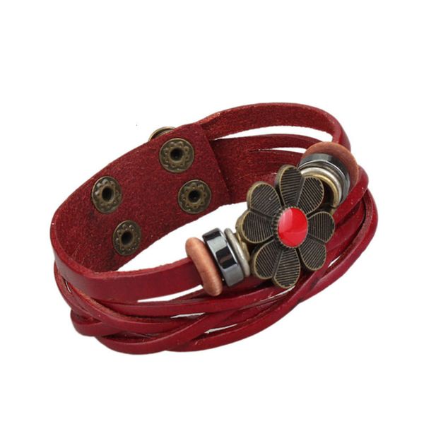 

korean jewelry bracelet cow leather woven four leaf grass girl's bracelet, Black