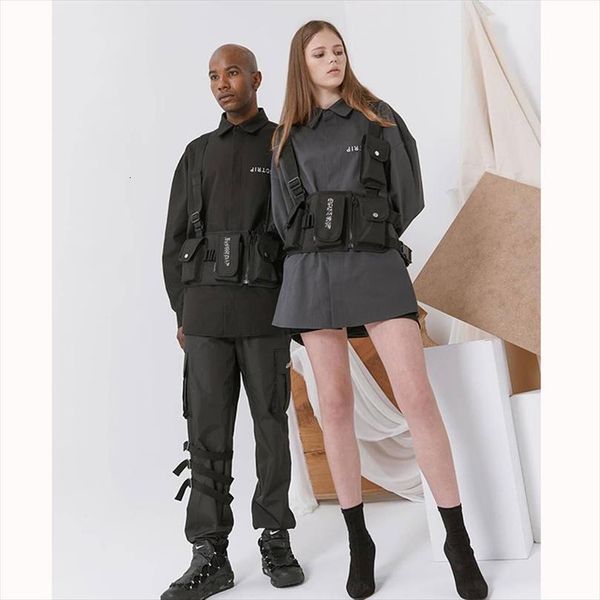 

men fashion chest rig for waist bags women streetwear functional tactical canvas hip hop shoulder crossbody