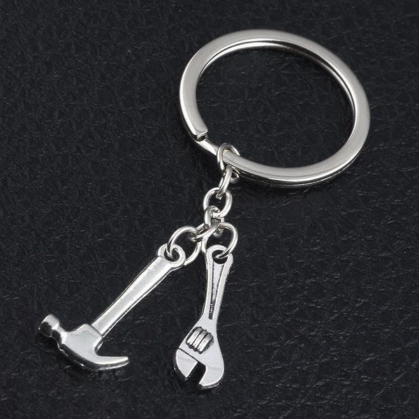 

keychains fashion love you dad creative hammer gadget screwdriver key chain father's day gift, Silver