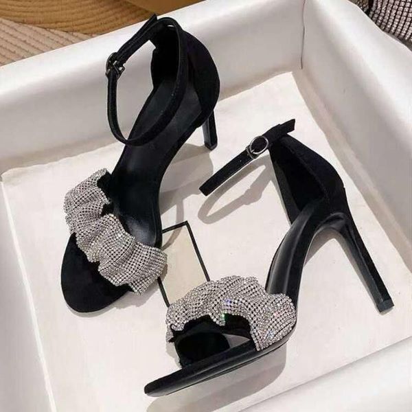 

sandals women open toe summer shoes high heels female thin heel wedding sandale ladies, Black