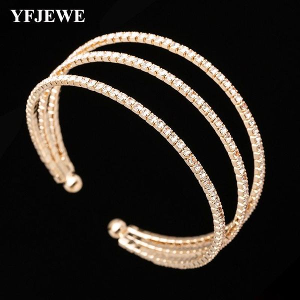 

link, chain yfjewe fashion crystal bracelets for women classic gold and silver charm bracelet & bangles jewelry christmas gift b251, Black