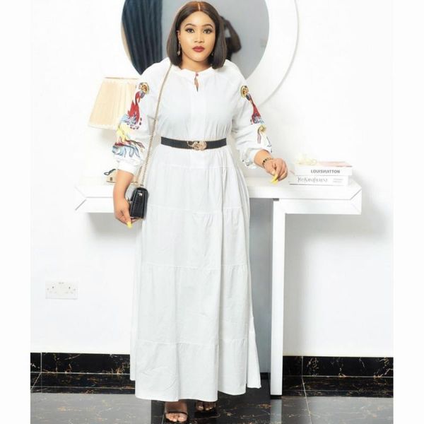 

african dresses for women 2021 spring and summer long sleeve printing dress clothing no belt ethnic, Red