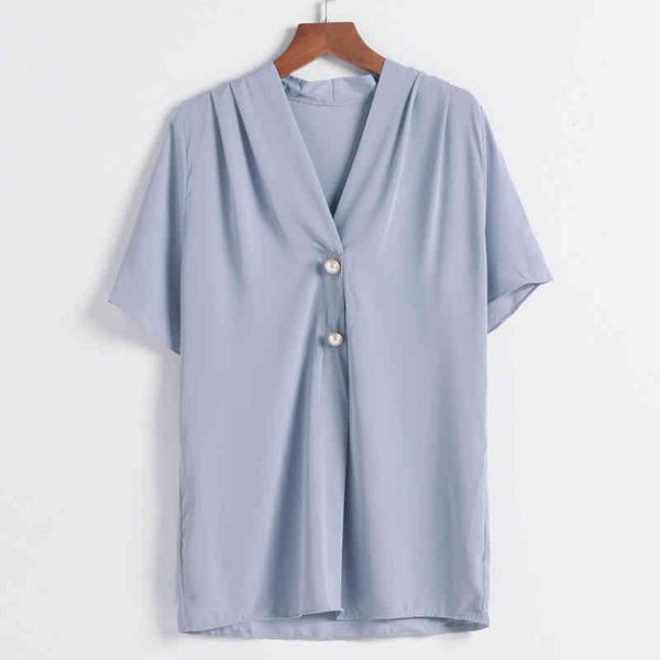 

womens and blouses blusas mujer de moda v-neck chiffon blouse shirt ladies short sleeve summer blouse women c787 210426, White
