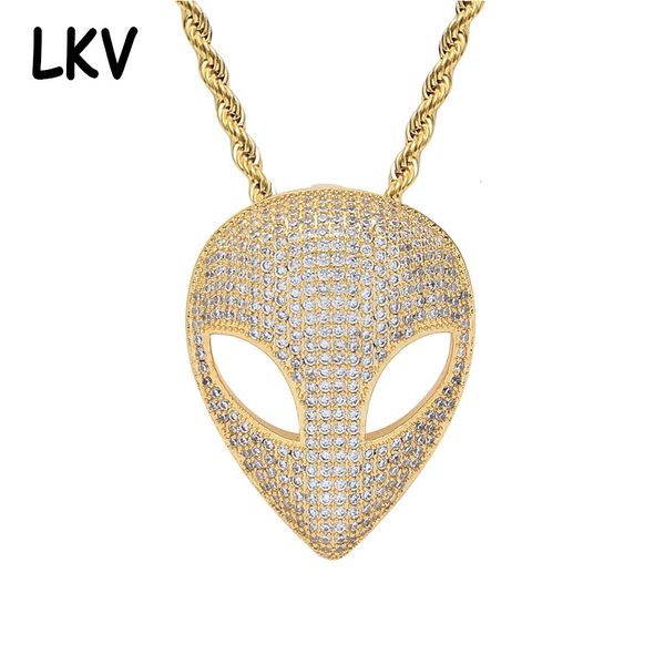 

alien mask pendant with zircon hip hop necklace for men, Silver