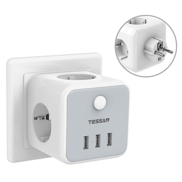 

smart power plugs european plug adapter for travel portable wall outlets extender with 3 outlet usb and on/off switch strip 110~250v