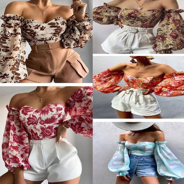 

women's blouses & shirts slash neck chiffon blouse summer women long lantern sleeve shirt wdc7356, White