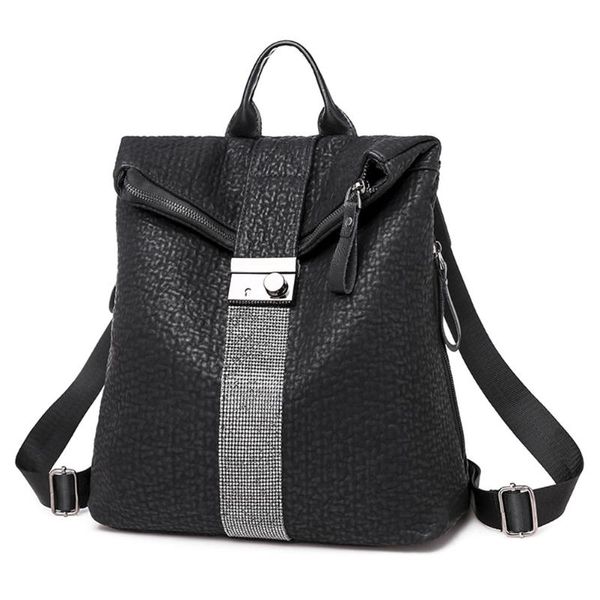 

outdoor bags black backpack pu leather lightweight schoolbag travel business bag fashion anti-theft shoulder big capacity laptop