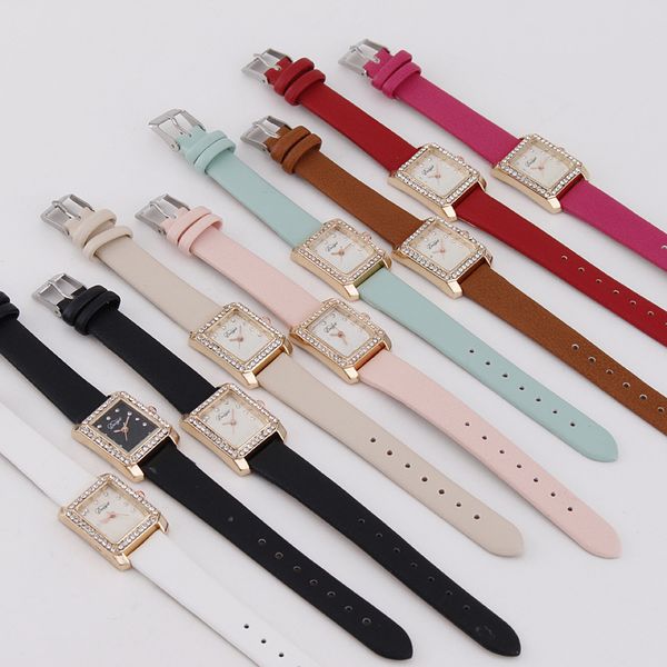 

net red fashion ladies belt quartz watch square diamond, Slivery;golden