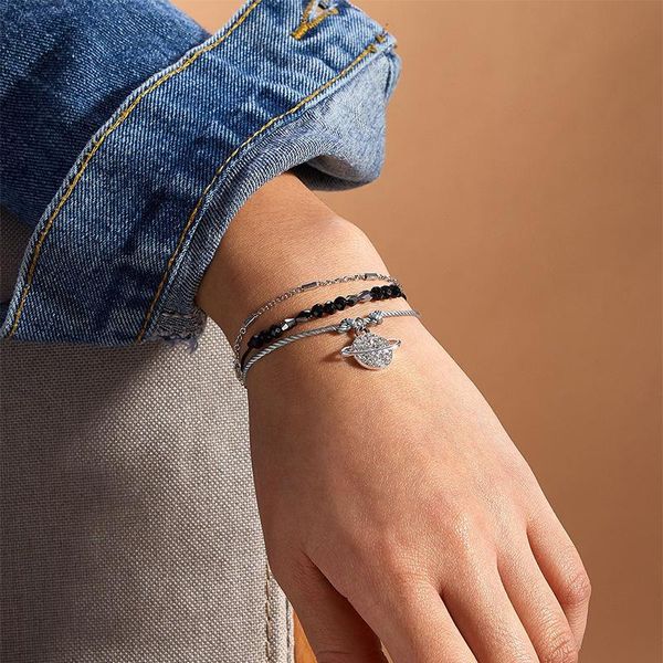 

charm bracelets black universe planets rhinestone bead bracelet set women handmade silver color chain rope men jewelry, Golden;silver