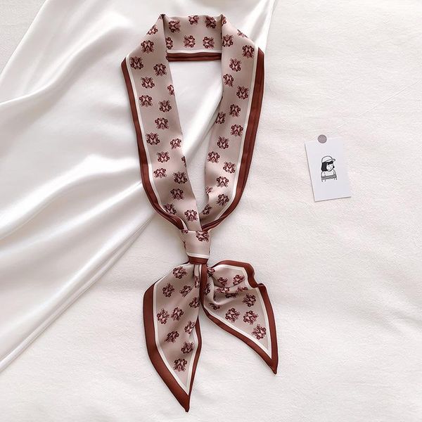 

scarves french twill silk skinny scarf 125x10cm chiffon black white striped print headband bag ribbon neckerchief wrist towel, Blue;gray