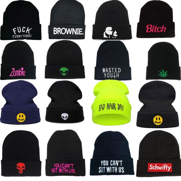 

beanies winter letter embroidery knitted hat warm hip hop ski skullies caps bonnet homme gorras