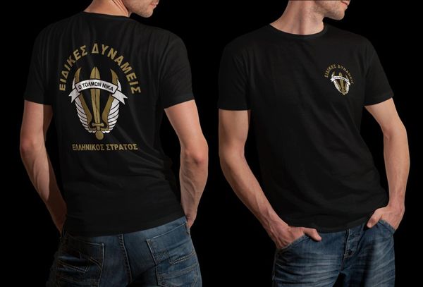 

men's t-shirts greek hellenic army special forces 1st paratroopers brigade raider men t-shirt short casual 100% cotton shirts, White;black