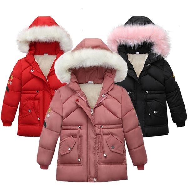 Giacche per ragazze autunno inverno Mantieni caldo ispessimento Giacca per bambini confortevole Cappotto casual con cappuccio solido 4-6 anni Vestiti 211204