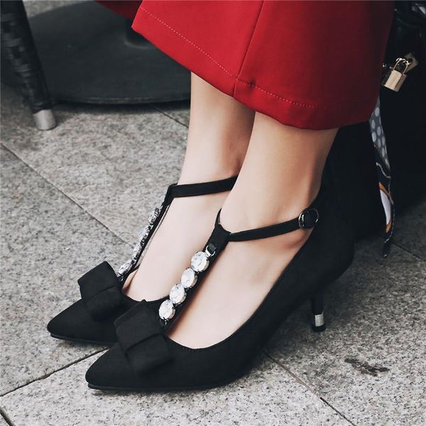 

dress shoes 25-62 plus size women heel pumps med high quality, Black