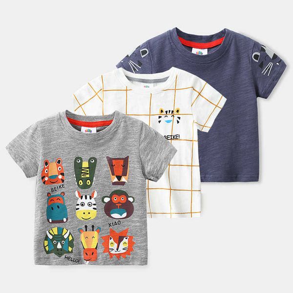 Novità estiva 2 3 4 5 6 8 9 10 anni Abbigliamento per bambini T-shirt in cotone Cartoon Animal T-shirt a maniche corte per bambini Ragazzo 210529