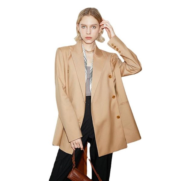 

women's suits & blazers khaki two ways wear oversize women elegant lapel long sleeve loose fit jackets fashion tide spring autumn 2021, White;black