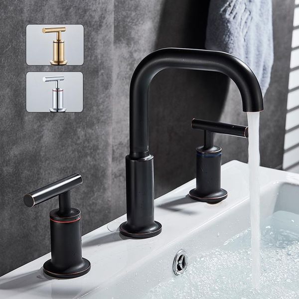 

bathroom sink faucets black bronze basin faucet dual handle widespread tub mixer tap deck mounted cold water 3 holes washing