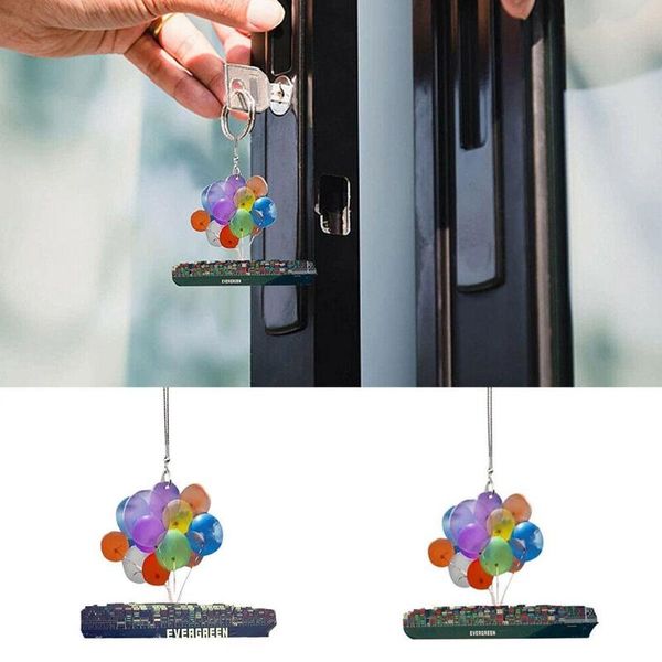 

creative ship hanging ornament with colorful balloon flying pendant car interior decor home decoration backpack keychain decorations