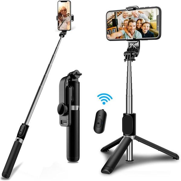 

selfie monopods 4 in 1 wireless bluetooth stick foldable mini tripod expandable monopod with shutter remote for ios/android