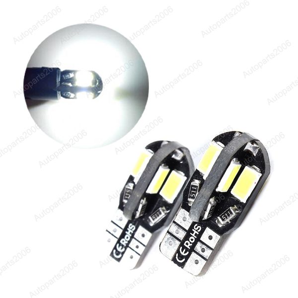 50 Teile/los Weiß T10 W5W 5630 8SMD LED Canbus Fehlerlose Autolampen 168 194 2825 Umrisslampen Kennzeichen Leseleuchten 12 V