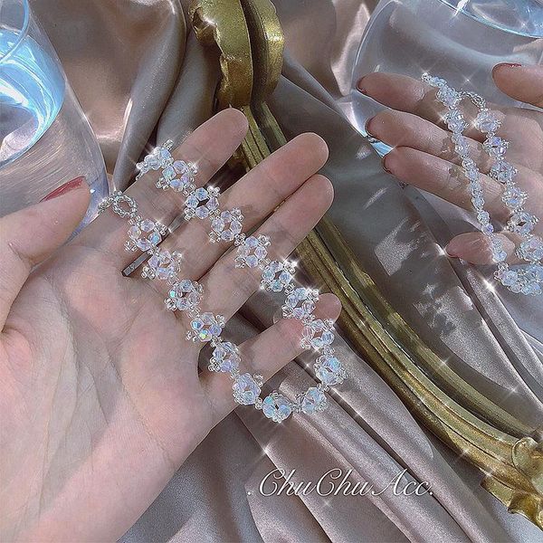 

chokers shining crystal choker necklaces for women zinc alloy trendy elegant party initial necklace, Golden;silver