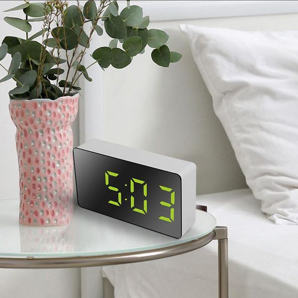 

multifunctional mirror clock digital alarm snooze display time night lcd light table deskusb 5v/no battery home decor other clocks & acc