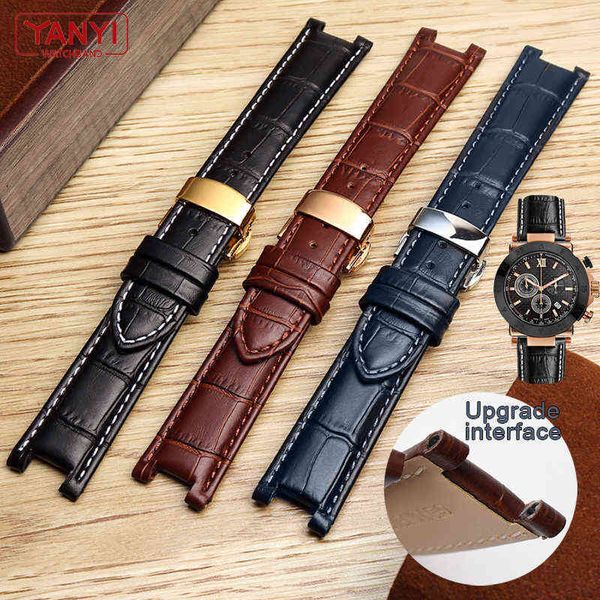 

layer cowhide genuine leather bracelet for gc 22*13mm 20*11mm notched watch strap senior watchband wristwatches band screw h0915, Silver