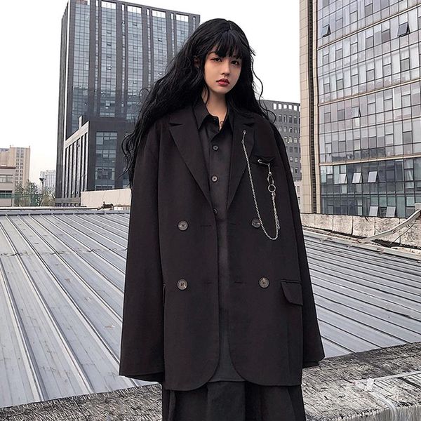 

women's suits & blazers 2021 women blazer black spring autumn suit jacket female loose ins dark long-sleeved casual coat, White;black