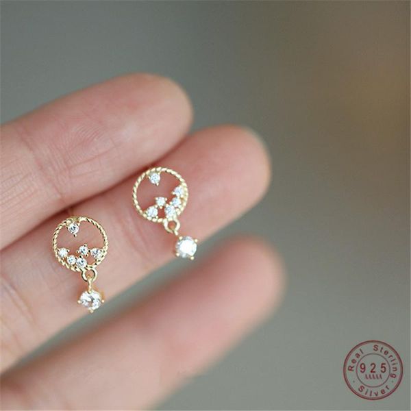 

sterling silver korean version simple mysterious star earrings pavÃ© crystal party 14k gold jewelry girlfriend gift stud, Golden;silver